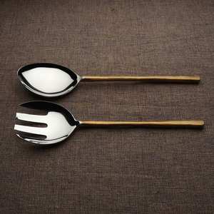 Outils de salade de serveur de salade d'acier inoxydable modestes parfaits pour des restaurants de ménage hôtel et ressource fabriqués à la main de l'Inde - Product Image 1