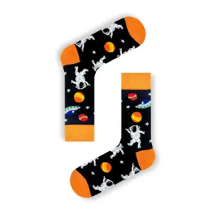 <b>Orange</b> Patterned Colorful Astronaut Spaceship <b>Socks</b> Digital Printing High-Ankle for Mars Mars Astronaut - Product Image 1