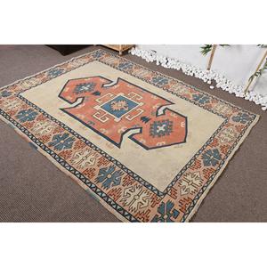 พรมวินเทจตุรกีขนาด 5.5x7.2 ฟุต พรมปูพื้น พรมลายจุดสีเบจ - Product Image 4