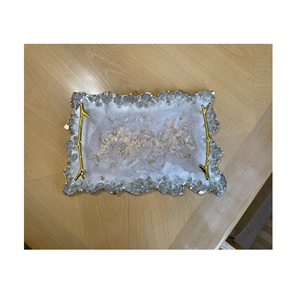 Plateau de service en résine époxy pour viande légumes fromage et plateau de service avec bord en laiton à des prix raisonnables - Product Image 2