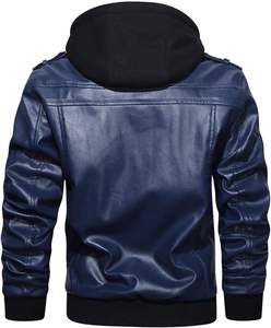 Nouveau design personnalisé OEM motard chaud veste de moto décontracté en cuir polaire automne col montant respirant coupe-vent à capuche pour hommes - Product Image 3