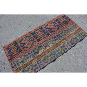 Alfombra turca vintage, diseño de retazos étnico, azul y rojo, área grande clásica, látex de lana de 2,4x4,9 pies para pasillo rectangular para adolescentes - Product Image 4