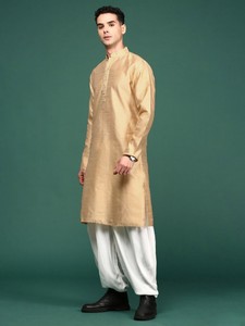 เสื้อเชิ้ตผ้าแจ็คการ์ดคุณภาพสูงขายดี ดีไซน์คอเสื้อแบบวินเทจ แห้งเร็ว สไตล์อินเดียดั้งเดิมสำหรับผู้ชาย - Product Image 5