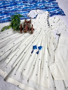 Robe Anarkali FULPARI Premium Teal Black, Kurti à fleurs pour femmes, entièrement cousue, robe de soirée Anarkali, robe Anarkali Kurti - Product Image 3