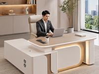 Bureau de direction en forme de L avec armoire latérale, prix d'usine, mobilier de direction personnalisé pour PDG et managers