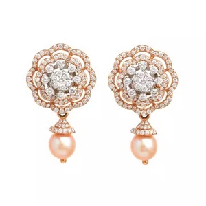 Nueva colección de pendientes de diamantes de oro rosa para mujer, fiesta de boda y ocasión de Festival, joyería fina, pendientes de diamantes - Product Image 2