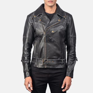 แจ็กเก็ตหนังผู้ชายมาใหม่คลาสสิกพร้อมซิปปิดด้านหน้าและวัสดุที่ทนทานเหมาะสำหรับตัวแทนจำหน่ายบูติก - Product Image 1