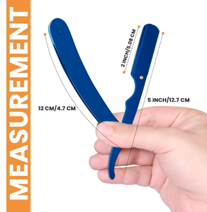 Maquinilla de afeitar de borde recto de peluquero profesional azul con 100 cuchillas de paquete 100 por ciento de acero inoxidable POR ANAAIF - Product Image 4