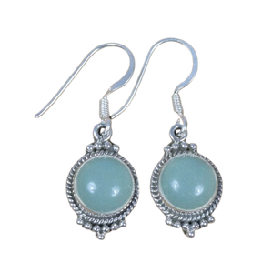 ต่างหูพลอยสีเงินสเตอร์ลิงต่างหูพลอยสีฟ้าสีเงินต่างหูห้อย925สำหรับผู้หญิง - Product Image 1