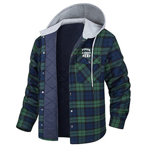 Camisas de Franela con Capucha para Hombre, Manga Larga, Botones, Chaquetas a Cuadros, Suéter Casual Ligero, Camisa de Franela con Capucha para Hombre - Product Image 6