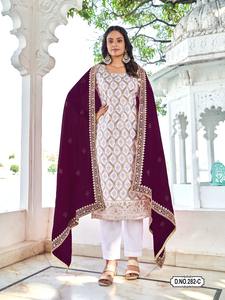 Vichitra Salwar Kameez costume pour femmes broderie travail Swarovski diamant pour mariage porter indien pakistanais nouvel arrivage - Product Image 4