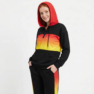 Sweatshirts à capuche dégradés pour femmes, sweat-shirt à capuche boutonné, cordon de serrage, manches longues, décontracté, ample, pull-over, sweat-shirts tendance - Product Image 1