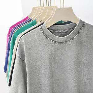 T-shirt lavé à l'acide à vendre T-shirt lavé à l'acide de longueur régulière pour hommes teints en plaine surdimensionné de haute qualité - Product Image 3