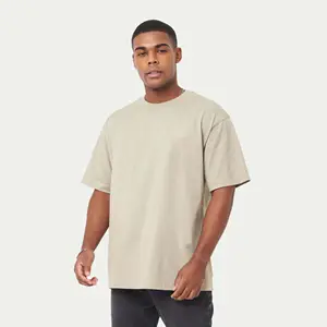 Camiseta de algodón 100% para hombre, camisa clásica de gran tamaño, de manga corta y cuello acanalado, color gris y verde