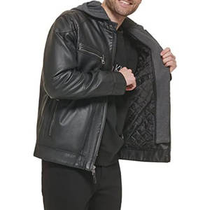 Vêtements d'hiver de bonne qualité pour hommes veste en cuir épais col coupe-vent manteau chaud - Product Image 2