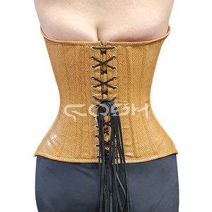 Corsé Moldeador de Cintura con Varillas de Acero, Textura de Serpiente Marrón en PVC, para Fiestas y Eventos de Moda - Product Image 6