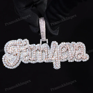 จี้ตัวอักษรเงินแท้ชุบทองคำขาวและทองคำเหลือง ดีไซน์เฉพาะตัว สไตล์ฮิปฮอป ประดับเพชรโมอิสซาไนต์ สำหรับผู้ชายและผู้หญิง - Product Image 2