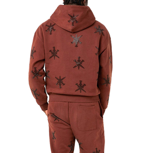 Men's Casual Winter Printed Rhinestone Tracksuit 100% Cotton Breathable Quick-drying Soft Material 2 in 1 Design Lightweight - Product Image 3