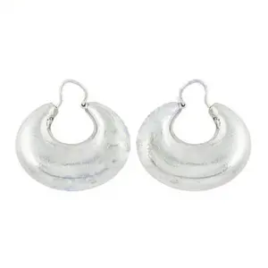 Women's Trendy 925 <b>Silver</b> <b>Chunky</b> <b>Hoop</b> Earrings Rhodium Gold Plated Geometric Pattern Platinum Rose Gold for Daily Wear Gift - Product Image 2