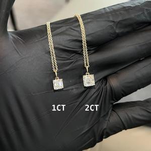 สร้อยคอจี้เพชรทรง Asscher ยอดนิยม ได้รับการรับรองจาก IGI เพชรเพาะเลี้ยงในห้องปฏิบัติการ พร้อมตัวเรือนทองคำแท้ 14k เครื่องประดับชั้นดีสำหรับผู้หญิง - Product Image 3