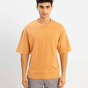 Camisetas de hombre de algodón 100% de alta densidad, de manga corta, casuales, extragrandes, con hombros caídos y logotipo personalizado. - Product Image 2