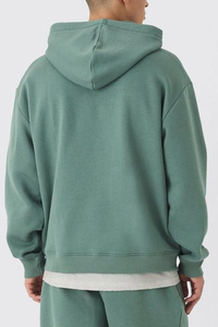 Ensemble sweat à capuche épais en molleton et pantalon de jogging évasé à jambe large, de haute qualité, couleur unie, par Ako - Product Image 2