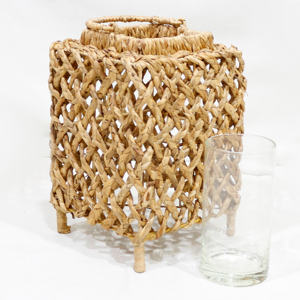 Abat-jour en jacinthe d'eau fait à la main, écologique, porte-bougie rustique écologique pour la décoration de la maison et du salon - Product Image 4