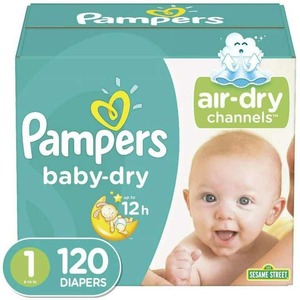 Couches Nouveau-né/Taille 1 (8-14 Lb), 120 Nombre-Pampers Baby Dry Couches jetables pour bébé, Super Pack - Product Image 3