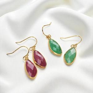 Bisel desigual Chrysoprase Gemstone Pendientes colgantes-925 Pendientes finos de plata Joyería - Product Image 4