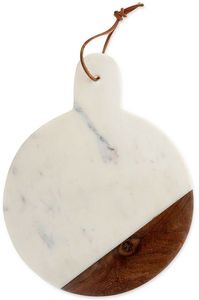 Utensilios de cocina imprescindibles, pequeña tabla colgante de mármol para pan, queso, picar carne, bistec, servir, tabla de cortar de madera de acacia con cuchillo - Product Image 6