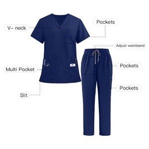 Venta al por mayor precio barato de manga corta para hombres uniformes médicos conjuntos de clínica dental médicos ropa quirúrgica - Product Image 6