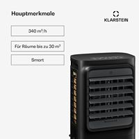 Ventilateur rafraîchisseur d'air à eau 340 m3/h, réservoir 10L, tour de refroidissement portable pour la maison, pour pièces jusqu'à 30 m², 50W, 55 dB, noir