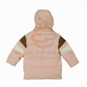 เสื้อกันหนาวขนเป็ดสีขาวสำหรับเด็กผู้หญิงเสื้อฮู้ดซิปลายพื้น - Product Image 4