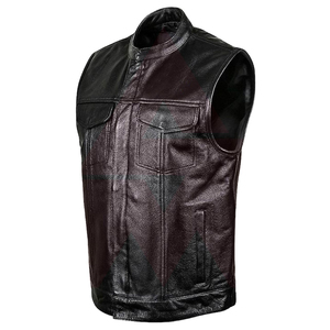 Chaleco de cuero de vaca hecho a mano genuino para hombres Nuevo diseño Chaleco de motociclista de invierno Cómodo personalizable al por mayor - Product Image 5