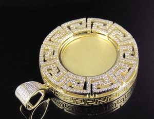 Colgante de Lujo con Diseño Griego y Piedras Incrustadas, Plata de Ley, Chapado en Oro de 18K, Joyería Hip Hop, Foto Personalizada, Unisex - Product Image 2