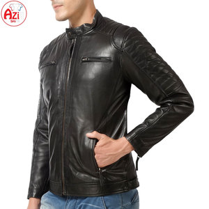 Latest Style Men's Leather Winter Jacket with Stand Collar and Front Logo Eco-Friendly Windproof Wholesale Best Selling - Product Image 3
