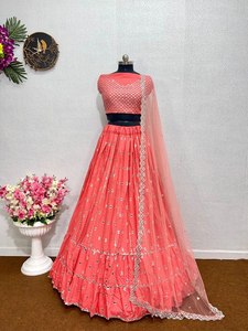 NUEVO FABZONE BRIDAL Lehenga Choli de Georgette de Seda con Trabajo de Espejos Real de Gujarat y Dupatta - En Stock - Product Image 3