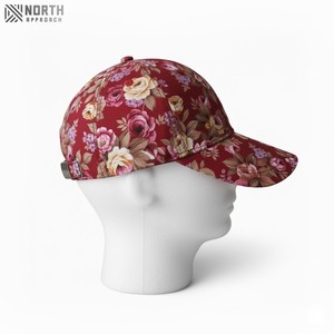 Casquette de baseball en sergé sportif à motif floral rose, accessoire de mode avec impression intégrale, style casquette de baseball, fabricant de casquettes de baseball - Product Image 4