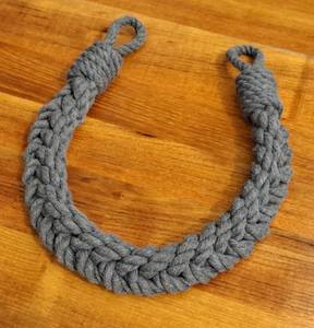 Attache de rideau en coton gris : Décoration nautique shabby chic - Product Image 2