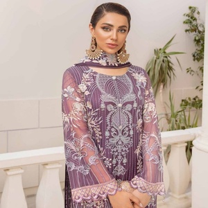 Ramsha 3 piezas gasa indio pakistaní estilo Salwar vestido de novia largo Chevron diseño fiesta desgaste venta entera - Product Image 2