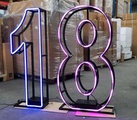 Numéro néon avec cadre noir de 90 cm/3 pieds |   Lumière LED autoportante pour la décoration d'événements modernes