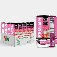 Shake protéiné 330 ml saveur fraise, boisson énergétique sans sucre, OEM ODM, marque privée, fabricant de boissons au Vietnam