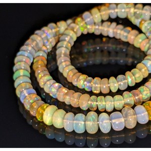 Smooth Ethiopian Welo <b>Fire</b> Opal Rondelle Bead 5-<b>7</b> mm Crystal Lampwork & Glass Bead - Product Image 1