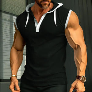 Men's Fitness <b>Shirt</b> Basketball Summer Sports T-<b>Shirt</b> Workout Hooded Tank Sleeveless Hoodie Top 100% Cotton Gym Sports - Product Image 2