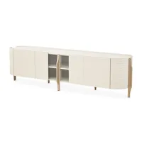 Centre de divertissement rétro bohème |   Armoire de rangement en bois courbé unique pour la décoration du salon