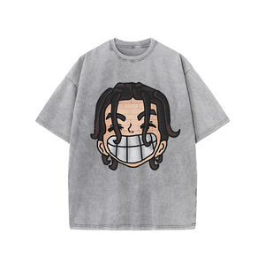 Camiseta de estilo urbano vintage personalizada de fábrica para hombre, diseño moderno con efecto lavado ácido, 100% algodón de alto gramaje 240g, cuello redondo, transpirable, manga corta - Product Image 3