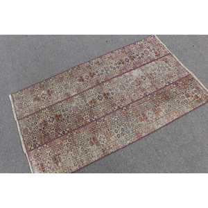 Alfombra Turca Vintage de 2.6x4.5 pies, Alfombra de Lana Azul con Diseño Floral - Product Image 1