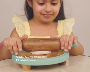 Ensemble de jouets traditionnels en bois Chakla Belan pour enfants outil de jeu de simulation de cuisine inspiré Montessori pour l'apprentissage culturel - Product Image 3
