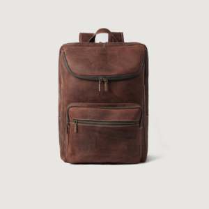Bedford Vintage Distressed Brown Leather <b>Backpack</b> Durable <b>Strap</b> Lightweight Anti-Theft Polyester Cotton Lining for Daily Outdoor - Product Image 1