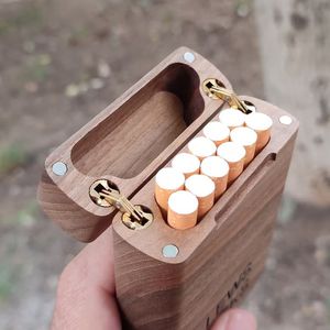 SMART CIGARETTE CASE LUXURY CUSTOM VINTAGE Classic <b>Black</b> Wooden <b>Box</b> Walnut Slim Pocket High Quality Handmade <b>Storage</b> <b>for</b> Gift - Product Image 1